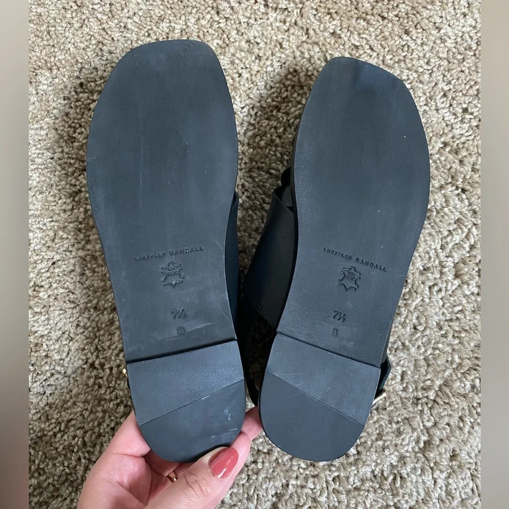 EUC Loeffler Randall Black Grayson Braided Leather Flat Sandals (Size: 7 1/2) - Picture 9 of 10